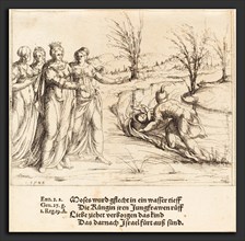 Augustin Hirschvogel (German, 1503 - 1553), Finding of Moses, 1548, etching