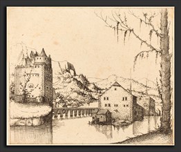 Augustin Hirschvogel (German, 1503 - 1553), River Landscape with Island Houses, 1545, etching on