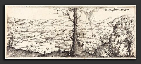 Augustin Hirschvogel (German, 1503 - 1553), Landscape with the Conversion of Saint Paul, 1545,