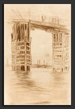 James McNeill Whistler (American, 1834 - 1903), The Tall Bridge, 1878, lithotint in brown