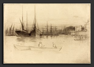James McNeill Whistler (American, 1834 - 1903), Steamboats off the Tower, 1875, etching