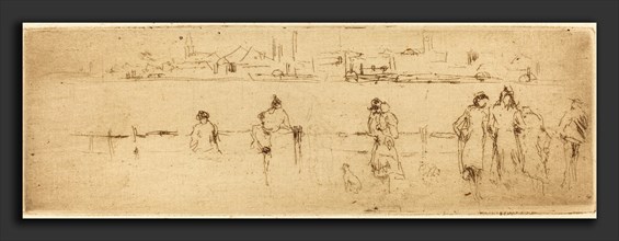 James McNeill Whistler, A Sketch on the Embankment, American, 1834 - 1903, etching in brown on laid