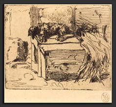 James McNeill Whistler, The Dog on the Kennel, American, 1834 - 1903, etching in black on wove