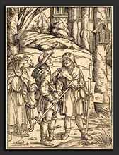 Hans Burgkmair I (German, 1473 - 1531), Pilgrims at a Wayside Shrine, 1508, woodcut in black on
