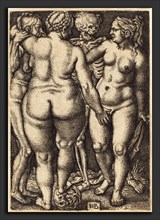Sebald Beham (German, 1500 - 1550), Death and Three Nude Women, engraving
