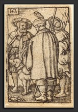 Sebald Beham (German, 1500 - 1550), Three Soldiers and a Dog, engraving
