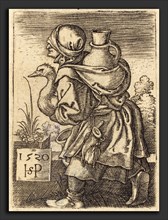 Sebald Beham (German, 1500 - 1550), Peasant Woman Going to Market, 1520, engraving