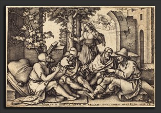 Sebald Beham (German, 1500 - 1550), Job Conversing with His Friends, 1547, engraving