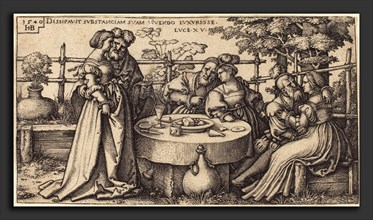 Sebald Beham (German, 1500 - 1550), The Prodigal Son Wasting His Fortune, engraving