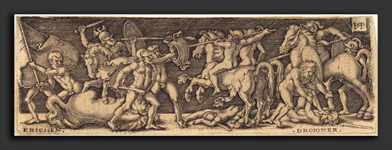 Sebald Beham (German, 1500 - 1550), Combat of Greeks and Trojans, engraving