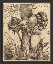 Barthel Beham (German, 1502 - 1540), Foot-Soldier in Front of a Tree, 1520, engraving