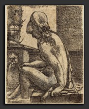 Albrecht Altdorfer (German, 1480 or before - 1538), Bathing Woman, c. 1520-1530, engraving