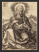 Heinrich Aldegrever (German, 1502 - 1555-1561), Madonna in a Landscape Sitting on a Cushion, 1527,