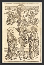 German 15th Century, Christ on the Cross with Angels, 1490-1500, woodcut