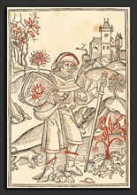 German 15th Century, Gerson as Pilgrim, 1489, woodcut, touched with red