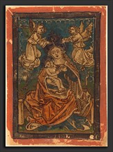 German 15th Century, Madonna and Child Seated on a Grassy Bank with Angels, 1480-1490, woodcut in