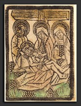 Workshop of Master of the Aachen Madonna, The PietÃ , 1470-1480, metalcut, hand-colored in green,