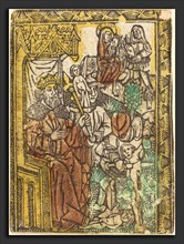 German 15th Century, The Adoration of the Magi, c. 1470-1480, metalcut, hand-colored in yellow,