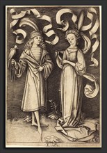 Israhel van Meckenem (German, c. 1445 - 1503), The Falconer and Noble Lady, c. 1495-1503, engraving