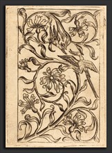 Follower of Master of the Playing Cards, Vine Ornament with Two Birds, c. 1440-1450, engraving