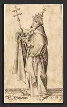 Israhel van Meckenem (German, c. 1445 - 1503), Saint Cornelius, c. 1470, engraving