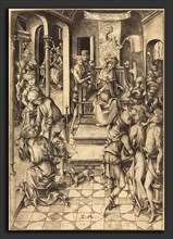 Israhel van Meckenem (German, c. 1445 - 1503), Christ before Annas, c. 1480, engraving