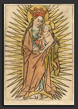 German 15th Century, The Madonna and Child with a Pear, c. 1440-1460, engraving, hand-colored in