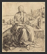 Master MZ (German, active c. 1500), Madonna and Child at a Fountain, 1501, engraving