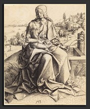 Master MZ (German, active c. 1500), Madonna and Child at a Fountain, 1501, engraving