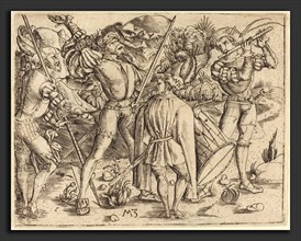 Master MZ (German, active c. 1500), Four Soldiers, c. 1500, engraving