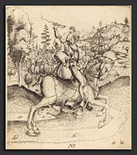 Master MZ (German, active c. 1500), Knight and Lady on Horseback, c. 1500, engraving