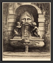 Alphonse Legros, Fountain: Grotesque, Children and Basin (Une fountaine: Masque, enfants et