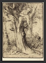 Alphonse Legros, Landscape with a Boy in a Tree (Paysage avec un garcon grimpe sur un arbre, dite
