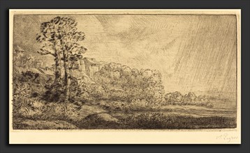 Alphonse Legros, Landscape with Two Trees (Paysage aux deux arbres), French, 1837 - 1911, etching