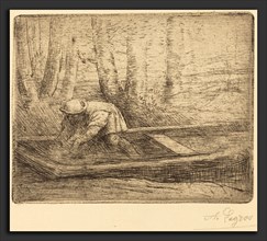 Alphonse Legros, Man in Punt, French, 1837 - 1911, etching