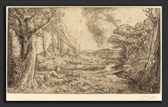 Alphonse Legros, Landscape (Paysage), French, 1837 - 1911, etching and drypoint