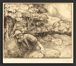 Alphonse Legros, Man Foraging (L'homme au fourrage), French, 1837 - 1911, etching and drypoint