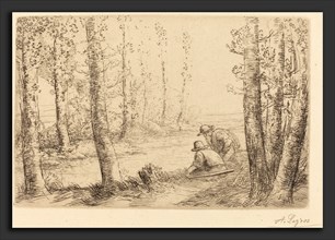 Alphonse Legros, Rest along the Banks of the River (Repos au bord de la riviere), French, 1837 -