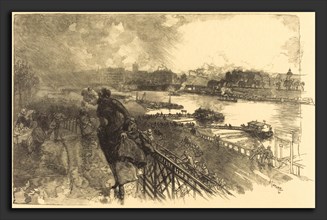 Auguste LepÃ¨re (French, 1849 - 1918), The Seine near the Austerlitz Bridge, 1888, wood engraving