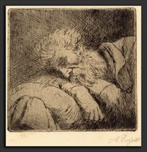 Alphonse Legros, Sleeping Beggar (Mendiant endormi), French, 1837 - 1911, etching and drypoint