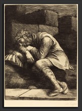 Alphonse Legros, Sleeping Beggar (Mendiant endormi), French, 1837 - 1911, etching and drypoint