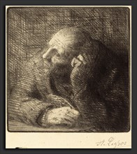 Alphonse Legros, Meditation (La meditation), French, 1837 - 1911, etching? and drypoint