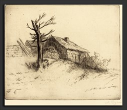Alphonse Legros, Thatched Cottage (Chaumiere), French, 1837 - 1911, etching and drypoint