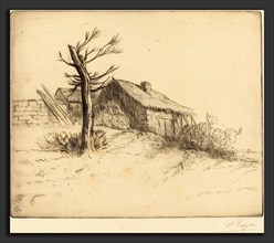 Alphonse Legros, Thatched Cottage (Chaumiere), French, 1837 - 1911, etching and drypoint retouched