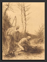 Alphonse Legros, Death and the Woodcutter, 2nd plate (Le mort et le bucheron), French, 1837 - 1911,