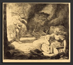 Alphonse Legros, The Fire, 2nd plate (L'incendie), French, 1837 - 1911, etching