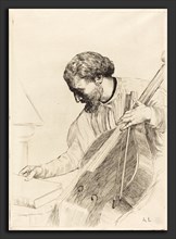 Alphonse Legros, Contre-bass Player (Le joueur de contre-basse), French, 1837 - 1911, etching