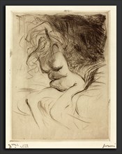 Jean-Louis Forain, Woman Taking Off Her Chemise, French, 1852 - 1931, c. 1910, drypoint