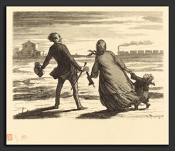 Charles Maurand after Honoré Daumier (French, active 1863-1881), Trop tard!, 1862, wood engraving