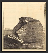 Honoré Daumier (French, 1808 - 1879), C'est dangereux, la pÃªche Ã  l'épervier, 1871, gillotype on